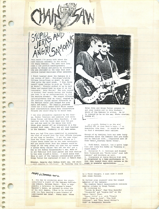 ANGRY SAMOANS Metal Mike Scrapbook 1982 – P.J. Galligan on Lead Guitar Page 04